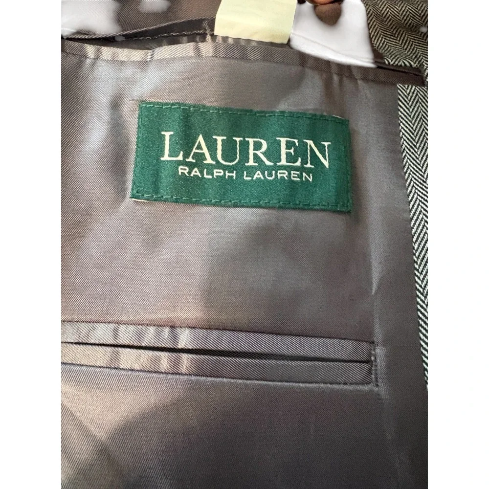 Lauren Ralph Lauren Blazer Boy 14R Gray Herringbone Brown Elbow Patch Sport Coat